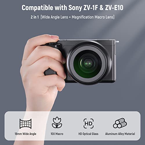 image for NEEWER 40.5mm HD Wide Angle Lens Compatible with Sony ZV-1F ZV-E10 A50