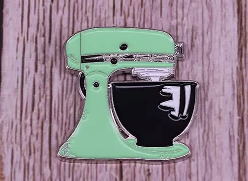 Cake Mixer Enamel Pin, Kitchen Appliance Enamel Pin, Cute Mint Green Pin for Bakers, Chefs, and Cooking Enthusiasts, 1.25 Inches Tall and 1 Inch Wide