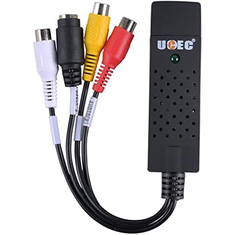UCEC RCA to USB Converter, USB 2.0 Audio Video Capture Card Device for PC, Analog to Digital Video Converter, VHS VCR TV to DVD Converter Support Win 2000/ Win Xp/Win Vista/Win 7/ Win 8/ Win 10 Cover