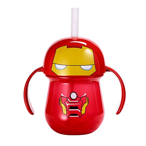 Iron Man Straw Cup: Toddler Trainer Cup with Soft-tip Straw and Easy-Grasp Handles