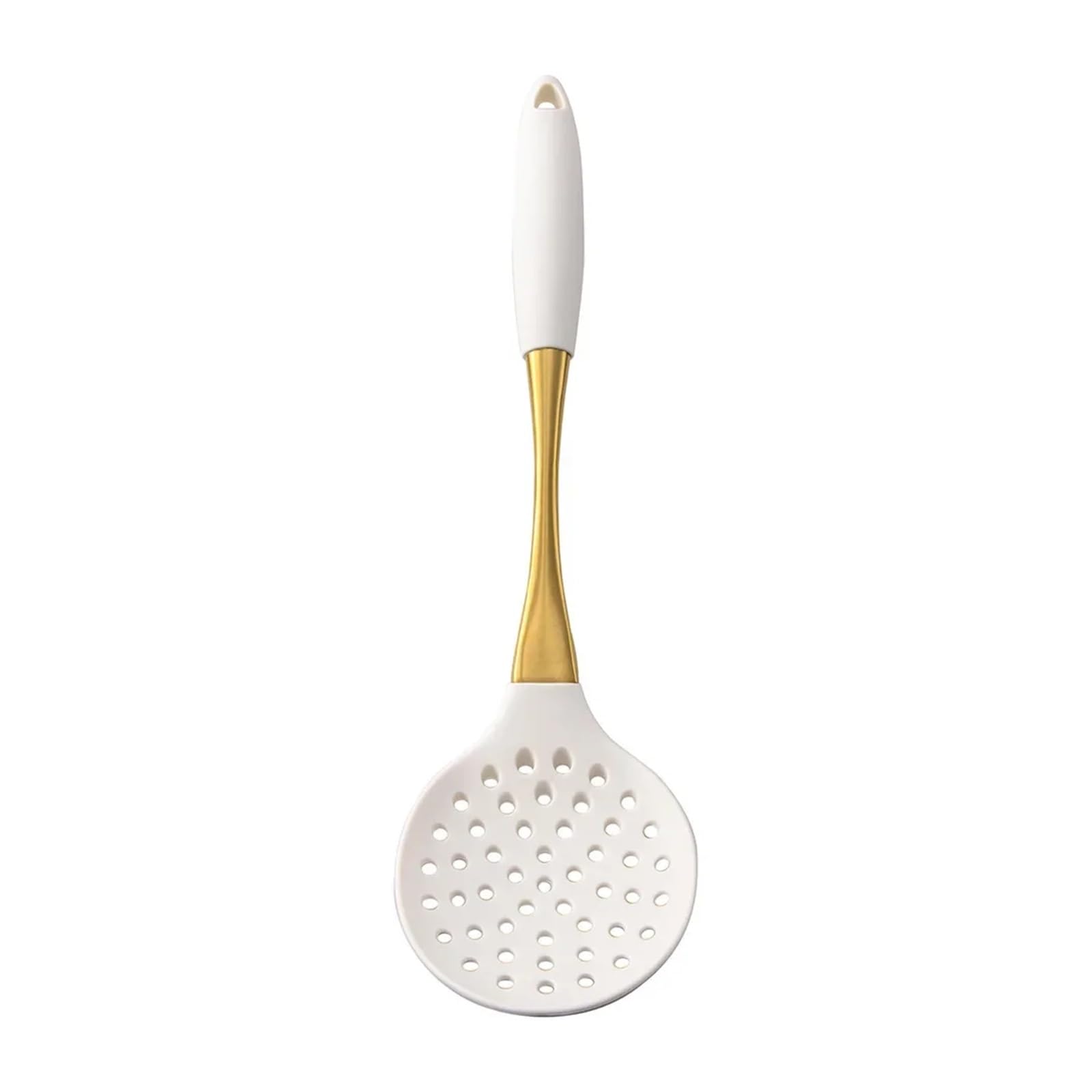 Générique Lot de 8 ustensiles Cuisine en Silicone Blanc doré, spatule, tourneur, passoire à pâtes résistante la Chaleur, Pelle, Accessoires