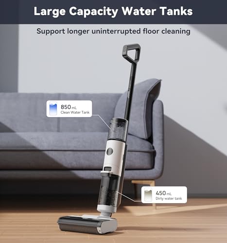 Image of JONR ED12 Wet Dry Vacuum Cleaner,Cordless Floor Cleaning Suitable for Combination of Hard Floor Vacuum Cleaner and Mop,one click self-cleaning,0.1 inch Edge Cleaning,Easy to Clean Dust,Spills,Pet Hair