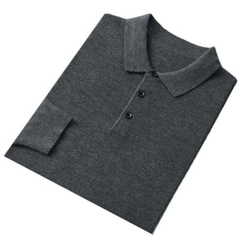 Men’S Wool Knitted Turn-Down Collar Pullover Sweater Business Casual Loose Fit Long Sleeve Jumper Top