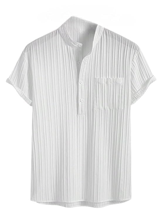 royalica Men's Regular Fit Solid Popcorn Half Sleeve Regular Fit Short Kurta | Chinese Collor Short Kurta Shirt for Men-picture-11