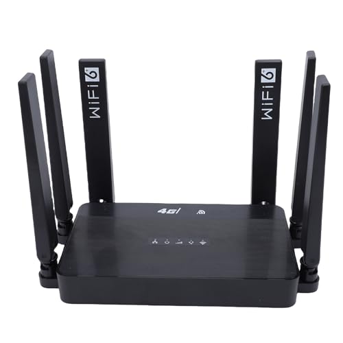 Dpofirs Enrutador WiFi 6 con Ranura SIM y Batería de 5000 MAh |4G LTE 300Mbps, 32 Dispositivos, Cobertura de 300㎡, 6 Antenas, Seguridad WPA3 para el Hogar/Viajes (Black)