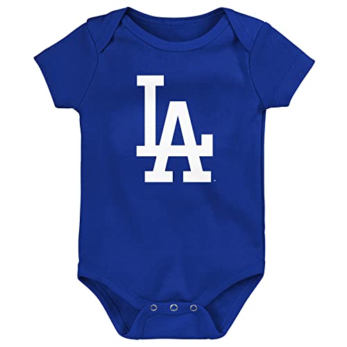 Image of Genuine Stuff MLB Newborn & Infants 0-24 Months Primary Logo Onesie Bodysuit Romper (Los Angeles Dodgers, 6/9 Months)