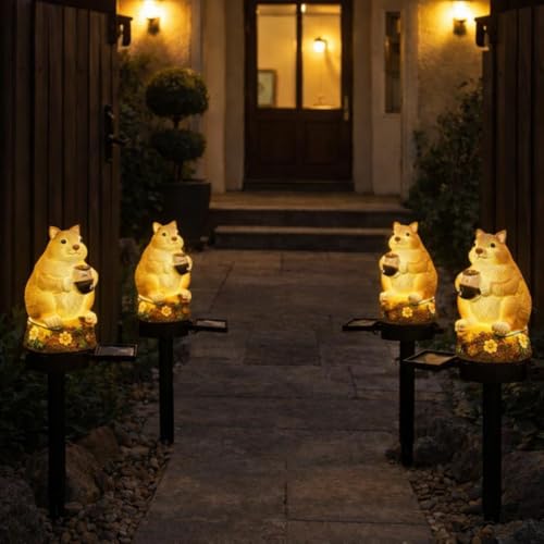 Image of CBK Squirrel Garden Solar Lights Outdoor Squirrel LED Decorative Waterproof Garden Stake Lights, Lawn Lamp Light for Yard, Balcony, Patio, and Garden Lighting