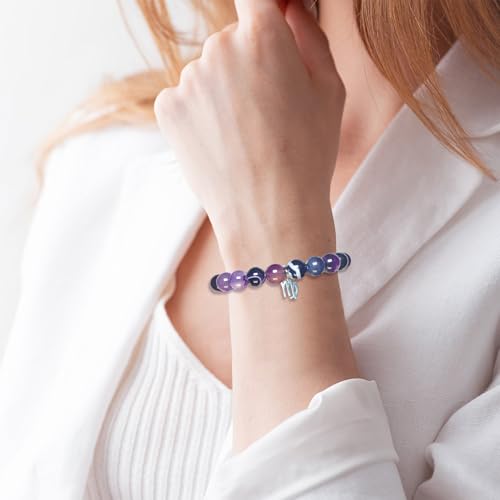 Virgo Bracelets Birthday Gifts, Zodiac Astrology Bracelets Present for Women, Horoscope Virgo Constellation Crystal Purple Unique Jewelry with Wish Card for Mom Friend Lady4
