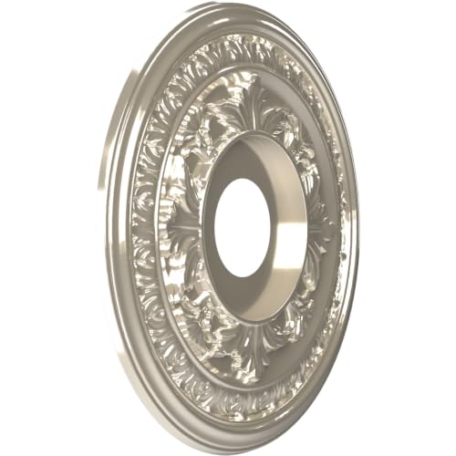 Image of Ekena Millwork CMP16BABCR Baltimore Thermoformed PVC Ceiling Medallion (Fits Canopies up to 6 1 /2 inch), 16 inchOD x 3 1 /2 inchID x 1 inchP, Bright Coat Chrome