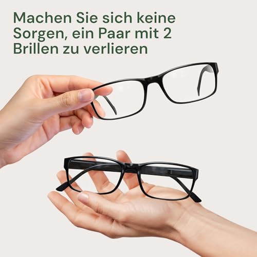 Gaoye 2er-Pack Lesebrillen +1 – Blaulichtfilter, UV-Schutz – Lesebrillen mit rechteckigen Fassungen