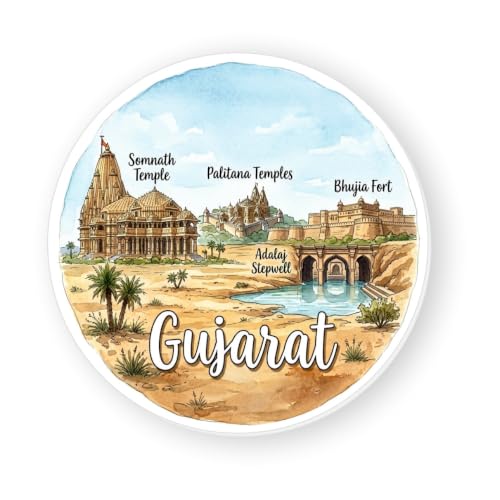 Image of Gujarat Textured Finish Acrylic Fridge Magnet - UV Texture Printed, Stylish Multicolor Magnet for Fridge,Wardrobe & Metal Surfaces, Pack of 1 (Gujarat 1)