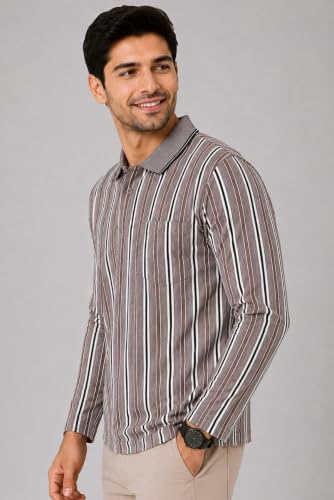 Image of SANE ORIGINALS Men's Full Sleeve Polo T-Shirt with Pocket, Premium Cotton Blend Collar Neck Tee