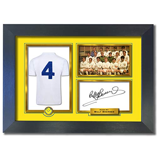 BILLY BREMNER Leeds United Signed Autograph Photo Reproduction Print A4 Black Frame #797, Gold,Black, 30.5L x 20.3W cm