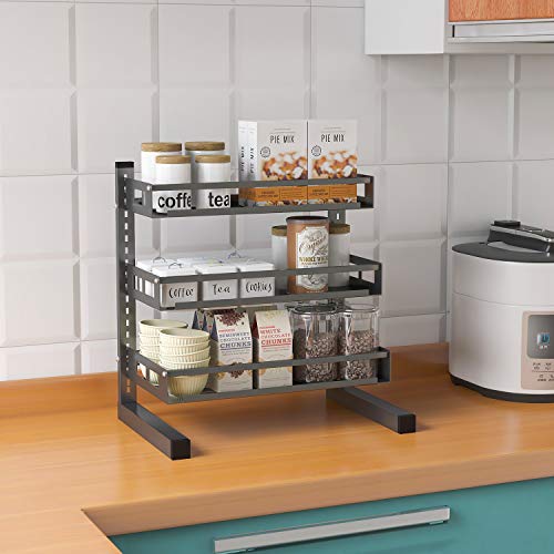 70% Off Everything FLE Spice Rack Organizer 3-Tier Bathroom Countertop Organizer Kitchen Bathroom Multi-function Shelf Carbon Steel