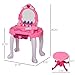 Qaba Kids Vanity Set, Pretend Play Girls Makeup Vanity with Lights, Music, Hair Dryer and Makeup Accessories, Pink