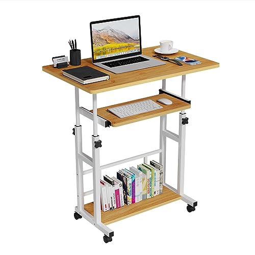 VIVOLILV Escritorio para computadora, estación de trabajo portátil con soporte para teclado, computadora de escritorio con tabletas de almacenamiento, mesa de computadora para el hogar y la oficina