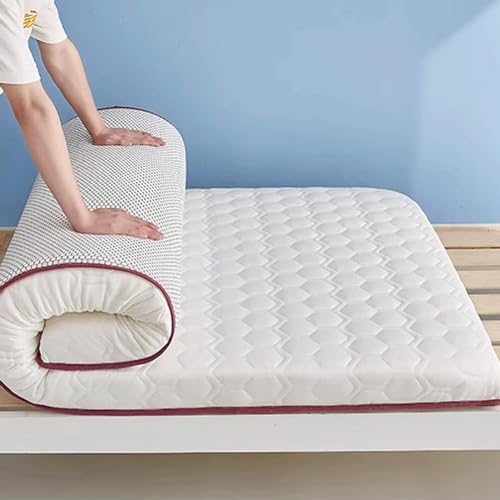Colchón de futón japonés de látex para cama individual, transpirable y plegable, a prueba de humedad, a prueba de polvo, estrella, blanco, 100 x 200 cm