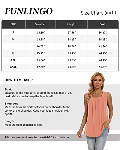 Funlingo Summer Tank Tops For Women Loose Fit Square Neck Tops For Women Casual Dressy Sleeveless Blouse Coral L #TOP5