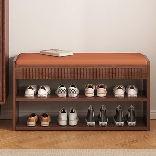 Banc à chaussures de rangement avec coussin en cuir synthétique robuste - 7