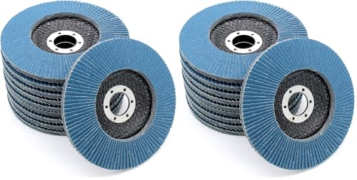 Disques à lamelles Ø125 mm grain 80 pour inox en lot de 10 pièces bleu