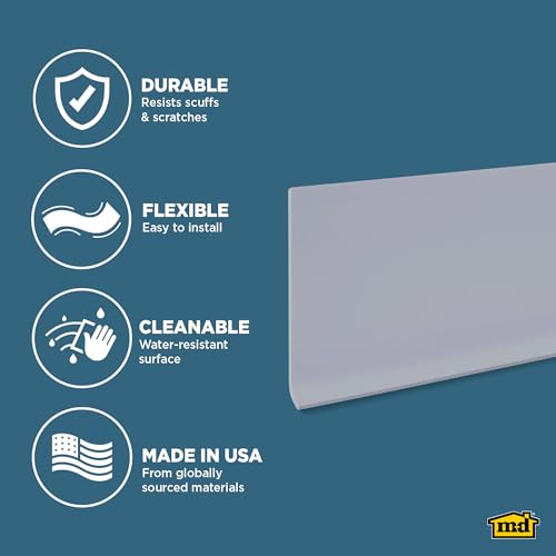 Image of M-D Building Products 23886 4 in. x 48 in. Silver Gray Self-Stick Vinyl Wall Base