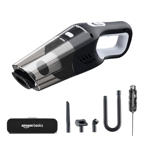 Image of Amazon Basics Car Vacuum Cleaner | Portable Handheld | 5800PA Suction | 12V DC with 4.8m(15.7ft) Cord | Powerful BLDC Motor | Stainless Steel HEPA Filter