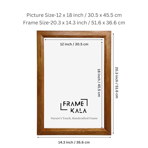 Image of Handmade Vintage Golden Oak Wooden Photo Frame, 12 x 18-inch Display for any Artwork, Picture, Wall, Home and Office Decor, A3 Display Size