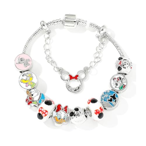 Cartoon Mouse Dog Duck Charms Bracelet, Silver Plated Anti-Tarnish Alloy, 20CM, SHAPER681359412869
