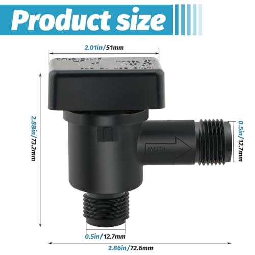 Image of 571-Vac-Chk RV Black Tank Valve, Plastic, 1 /2 inch NPT, Check Valve, RV Sewer Fittings, Black