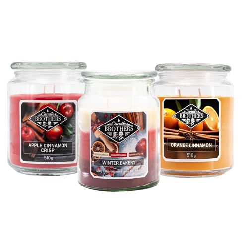 Candle-Brothers Weihnachts Duftkerzen 3er Set | Orange Cinnamon, Apple...