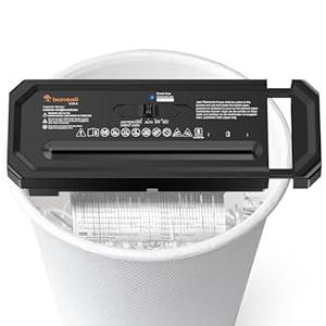 Bonsaii 6-Sheet Strip Cut Paper Shredder, Shreds Paper, Credit Cards, with Overheat Protection, Retractable Handle Portable Shredder for Home and Office (S125-A)