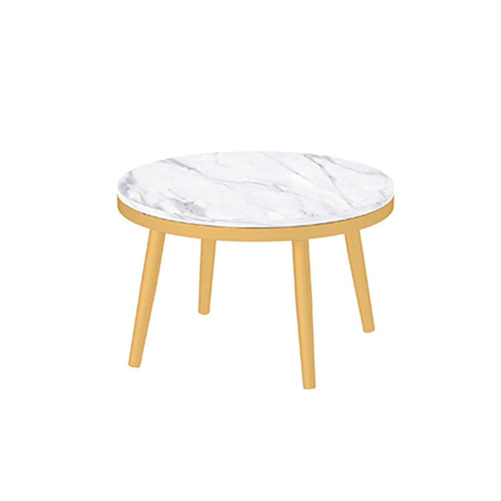 Marmor-Rundtisch, moderner Akzent-Couchtisch, Wohnzimmer-Ausstellungstisch, Sofa-Seiten-Ausstellungstisch, Eckregal, Schlafzimmer-Nachttisch – weiße Tischplatte, weiß, 60 x 60 x 38 cm, hergestellt in