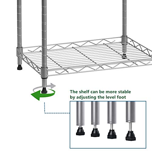 Regiller 6 Wire Shelving Steel Storage Rack Adjustable Unit Shelves For Laundry Bathroom Kitchen Pantry Closet (Silver, 16.8L X 11.7W X 63H) #TOP5