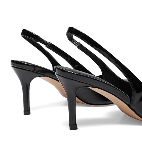 Slingback Heels for Women Patent Leather Stiletto Heel Pumps Pointed Toe Slip On Dress Shoes4