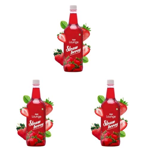 Image of Mapro Lounge Strawberry Cocktail Mixer Mocktail Mocktail Fruit Syrup - 1L |Contains Real Fruit Juice| Gluten Free| Zero Cholestrol (Pack of 3)