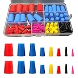 Silicone Stopper Set 100 Pcs, Tapered Conical Silicone for Industrial Hole Sealing, Heat Resistant to 300°C, Reusable for Painting Anodizing Electroplating
