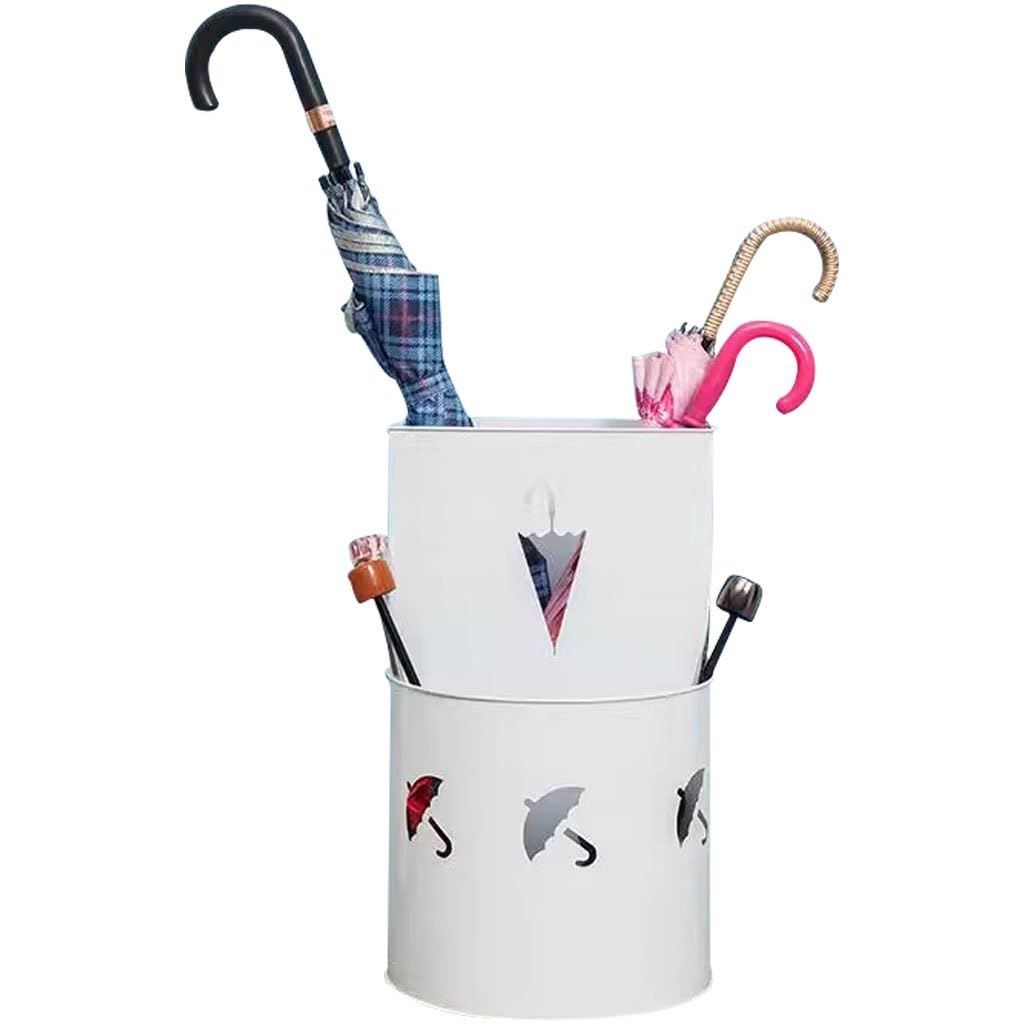 SBZIOJHDR umbrella stand, Outdoor Commercial Umbrella Organizer Bin, Creative Hollow Pattern(White Color)