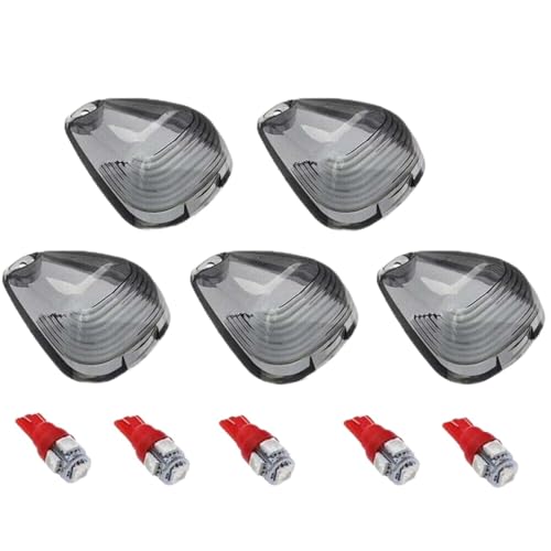 5 PCS Smoke Roof Cab Marker Lights Covers Compatible with Ford F150 F250 F350 F450 F550 Cab Marker Light lampshade Cab Light lampshade(Red)