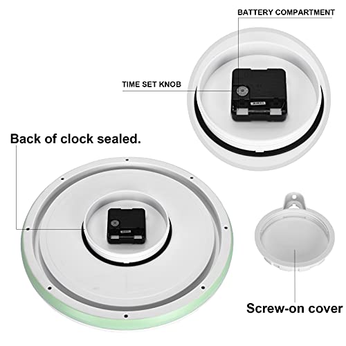 Guten 12 Inch Sealed Indoor Outdoor Silent Non-Ticking Waterproof Wall Clock, Dustproof Battery Operated Quality Quartz Round Clock For Outdoors/Pool/Patio/Home - Green #TOP4