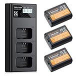 K&F CONCEPT 3-Pack NP-FW50 Battery and Triple Slot Charger Set, Compatible with Sony A6400, ZV-E10, A6000, A6500, A6300, Alpha 7, A7, A7II, A7RII, A7SII, A7S, A7S2, A7R, A7R2, A5000, NEX-3, RX10