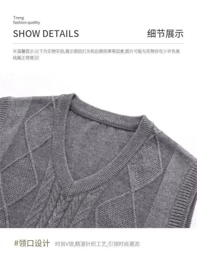 Men V-Neck Solid Twisted Flower Screw Thread Thicken Sleeveless Pullovers Knitd Vest3