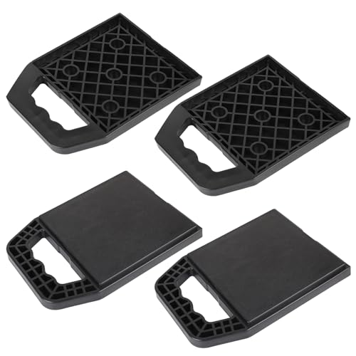 DBREAKS 4 Stück Wohnwagen Stützplatten 23x17x2cm Unterlegplatten Wohnwagen Stützplatten Stapelbar mit Griff Wagenheber-Pads Stabilisator Stützplatten Jack Pad Unterlegplatten für Wagenheber Schwarz