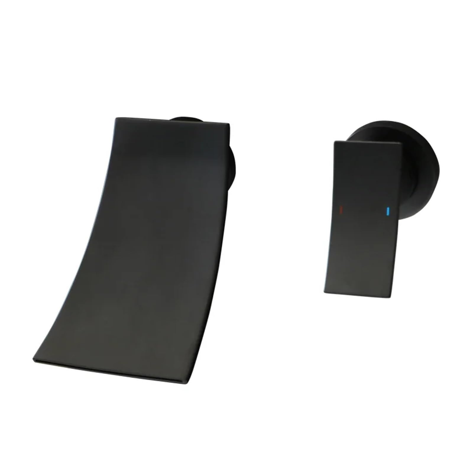 Grifo de pared negro mate con cascada empotrada para lavabo y bañera