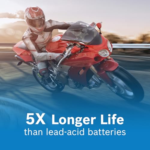 Image of BOSCH BLP9P Premium Lithium PowerSport Battery - Fast Charging and 4X Longer Life - Group 9, 12V, 210 CA - Ideal for Motorcycles, ATV /UTVs, Scooters, Jet Skis + More; 5.91 inchL x 3.43 inchW x 3.66 inchH