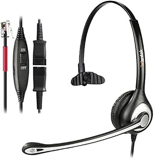 Wantek Corded Office Phone Headset with Noise Cancelling Microphone, RJ9 Telephone Headset For Yealink T19P T23G T42S Grandstream GXP1625 Avaya 1608 9608G Cisco 7905 7911 Landline Phones600QDRJ4