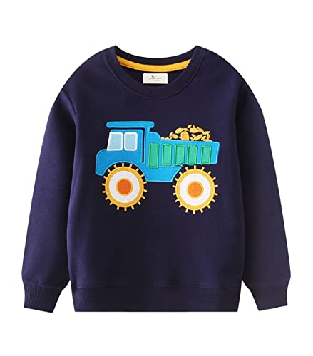 LOKTARC 2 Pack Toddler Boys Sweatshirts Patterned Long Sleeve Pullover Crewneck Tops Shirts3