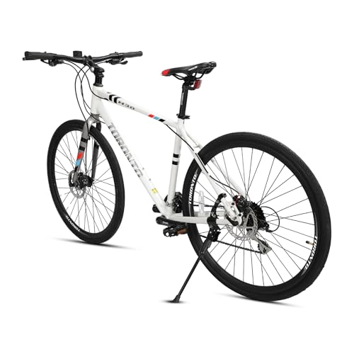 Image of Toronto H30 Rigid Bicycle with Alloy Frame and 700C, 24 Speed Gear with Front Suspension and disc Brakes, White, 1