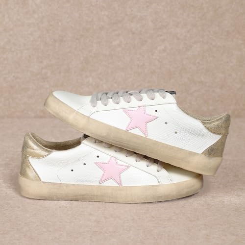 Image of Mi.iM Sofia Women's Low Top Star Sneakers - Fashion Lace-Up Shoes with Cushioned Insole and Rubber Sole