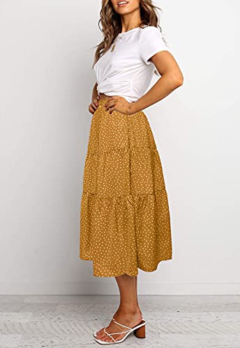 MEROKEETY Women's Boho Leopard Print Skirt Pleated A-Line Swing Midi Skirts