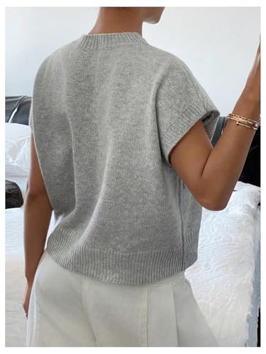 Image of SOLY HUX Women's Short Sleeve Sweater 3D Floral Sweaters Pullover Tank Tops Knit Vest Trendy Fashion Clothing